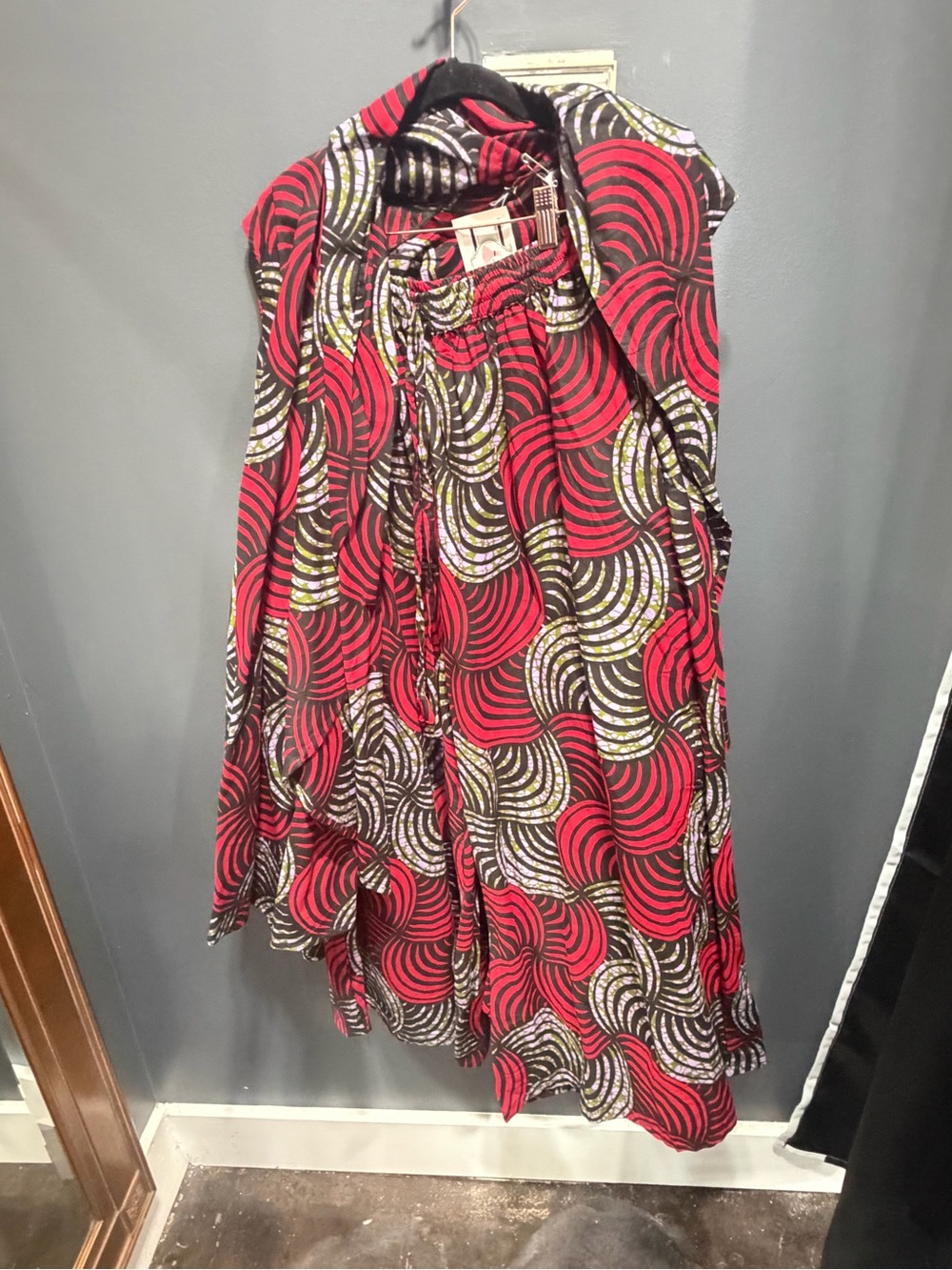 Red & Black Patterned Women's Skirt